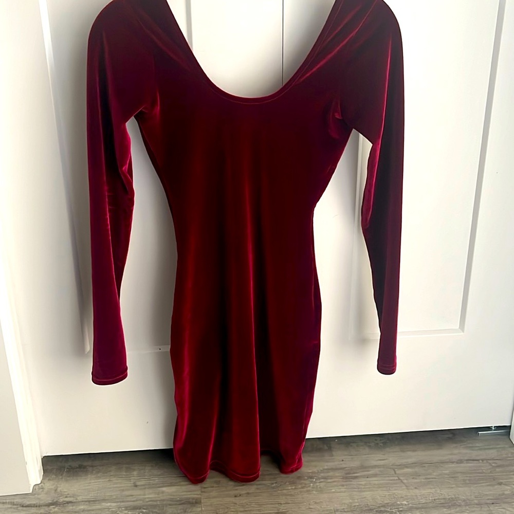 American Apparel velvet red long sleeve dress